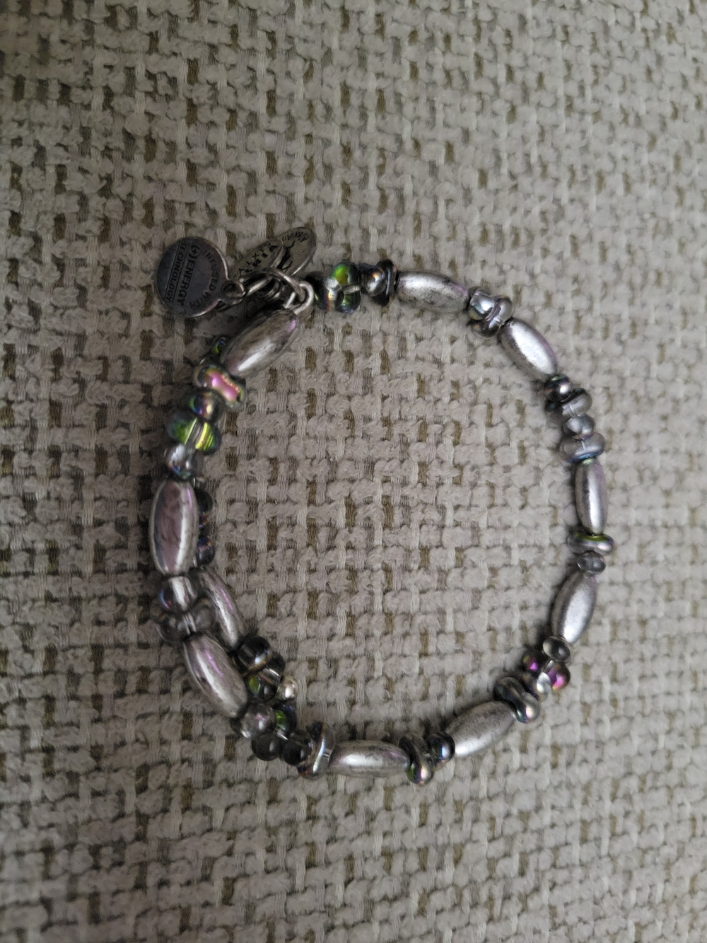 Alex and Ani Silver Iridescent Bead Stretch Bracelet